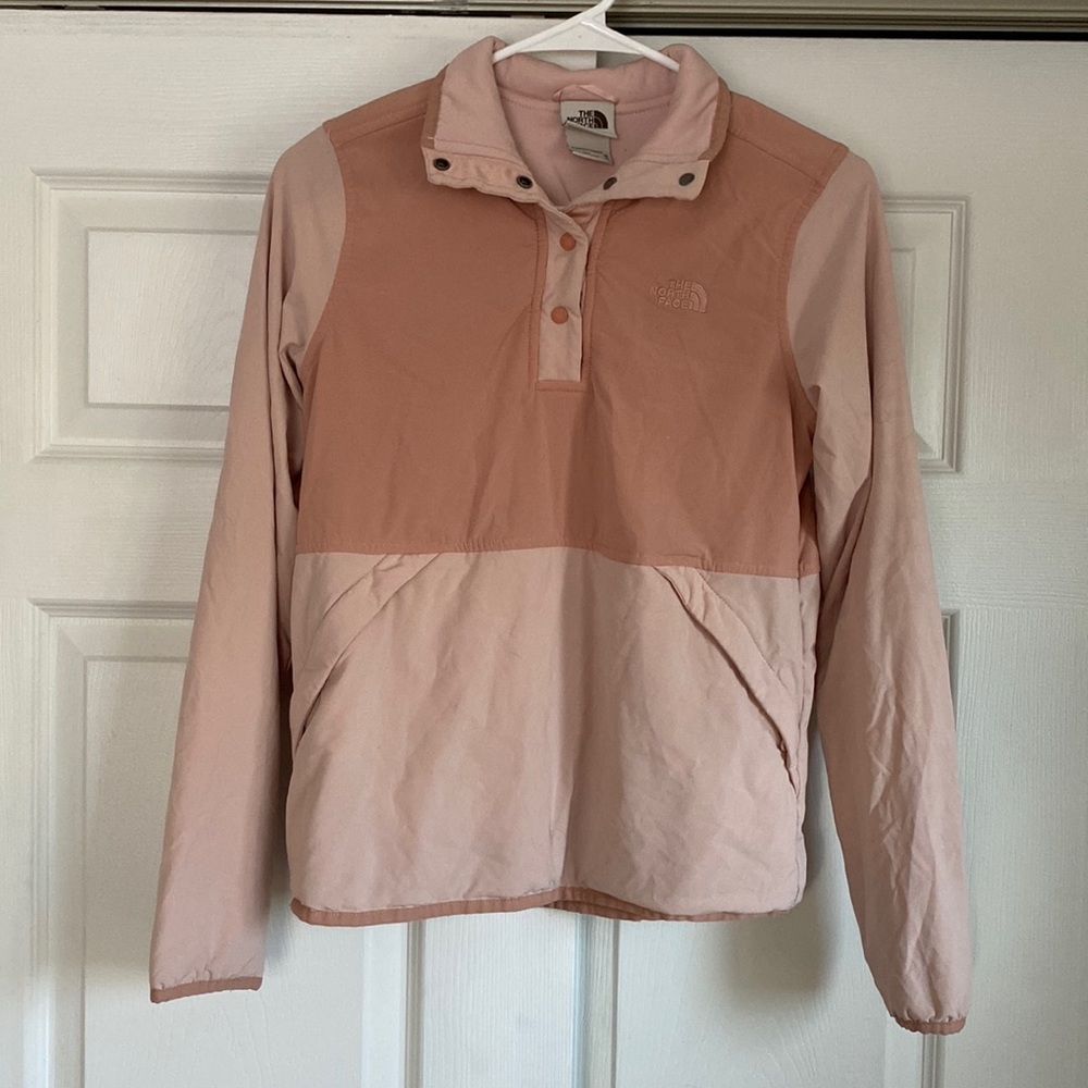 North Face Pink Pull over button neck